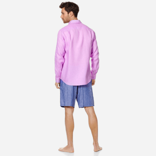Uomo Altri Unita - Camicia uomo in lino tinta unita, Cyclamen backworn Uomo Altri Unita - Camicia uomo in lino tinta unita, Cyclamen backworn