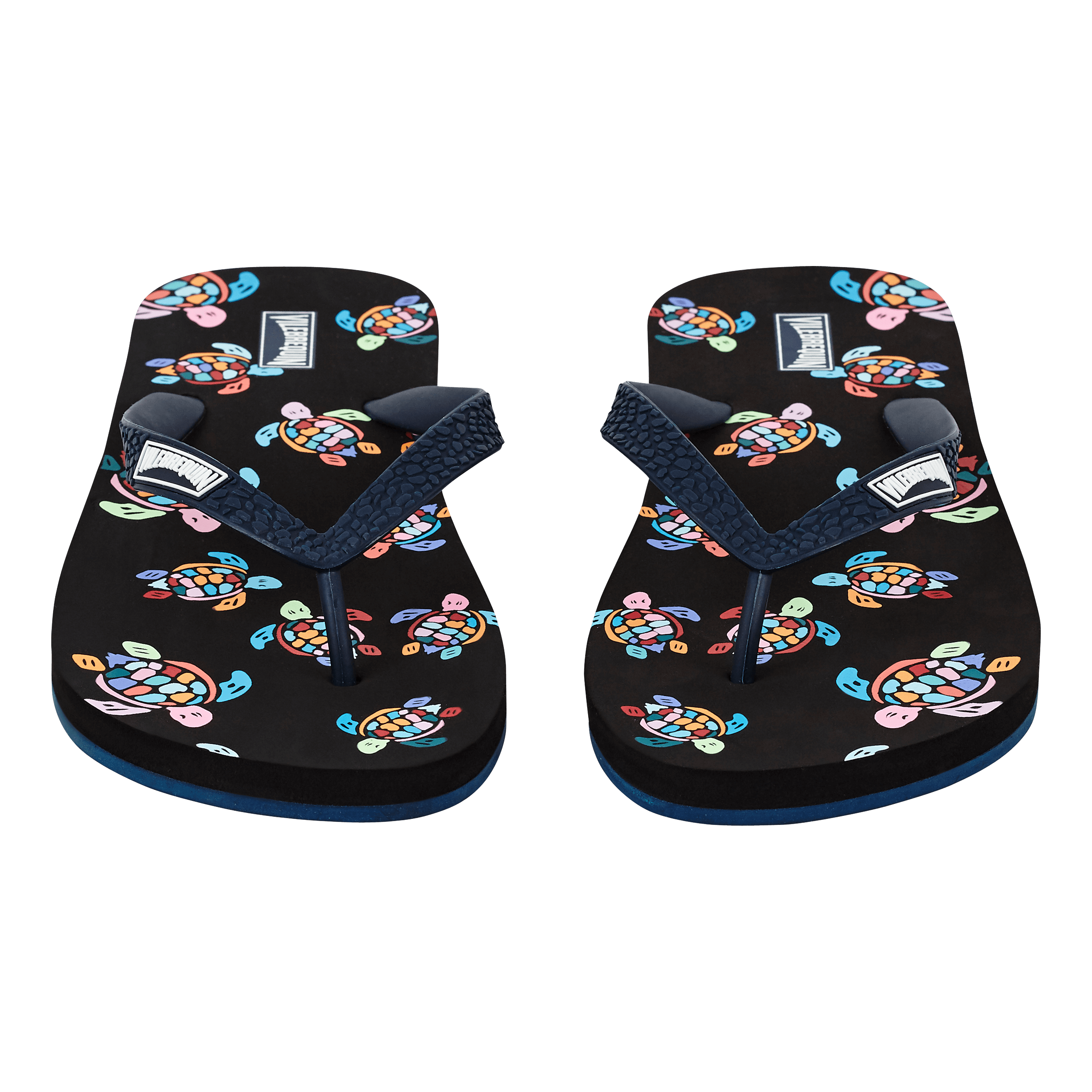 Vilebrequin Men Flip Flop Over The Rainbow Turtles In Black | ModeSens