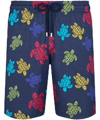Men Others Printed - Men Long Swim Trunks Ronde Des Tortues, Navy front view
