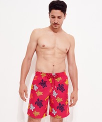 Men Others Printed - Men Long Swim Trunks Ronde Des Tortues, Burgundy front worn view