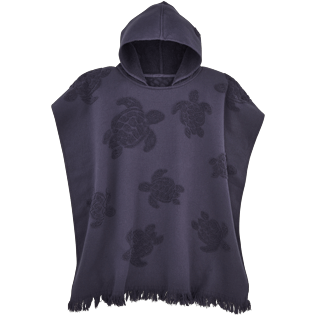 Others Solid - Jacquard Tortues Poncho in cotton, Navy front Others Solid - Jacquard Tortues Poncho in cotton, Navy front