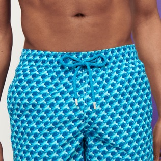 男款 Long classic 印制 - 男士 Micro Waves 长款泳裤, Lazulii blue 细节视图1