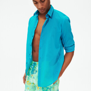 Autros Liso - Camisa en gasa de algodón de color liso unisex, Azurin supp1 Autros Liso - Camisa en gasa de algodón de color liso unisex, Azurin supp1