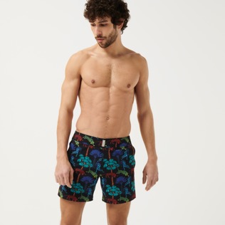 Men Others Printed - Men Swimwear Flat Belt Stretch Tiger Leap, Black front worn view