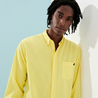 Bild von Herren Andere Uni - Solid Baumwollhemd für Herren, Zitrone Details Ansicht 3 Bild von Herren Andere Uni - Solid Baumwollhemd für Herren, Zitrone Details Ansicht 3