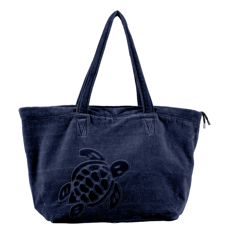 Vilebrequin Blue Jacquard Turtle Motif Organic Cotton Tote Bag