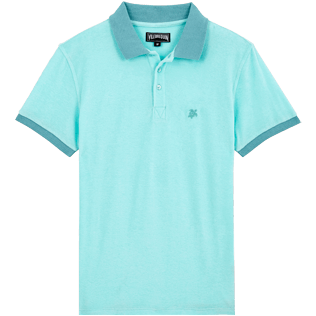 Men Others Solid - Men Terry Cloth Polo Shirt Solid, Lagoon front Men Others Solid - Men Terry Cloth Polo Shirt Solid, Lagoon front