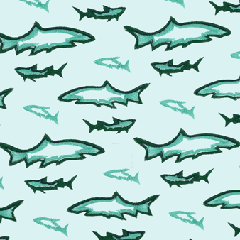 Men Embroidered Swimwear Requins 3D - Limited Edition, Glacier drucken