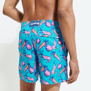 Men Ultra-light and packable Swim Shorts Crevettes et Poissons Curacao back worn view