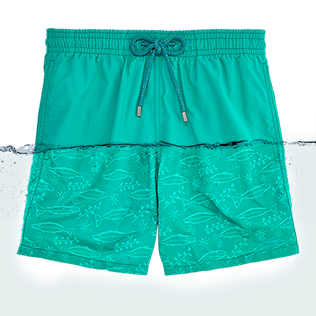 Men Classic / Moorea Printed - Water-reactive Sardines à l'Huile Swim shorts, Veronese green front Men Classic / Moorea Printed - Water-reactive Sardines à l'Huile Swim shorts, Veronese green front