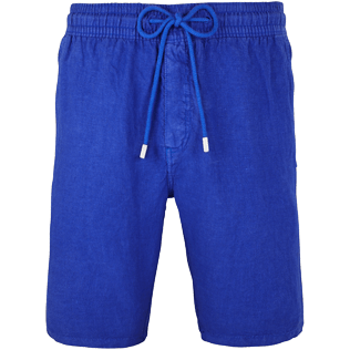Men Others Solid - Men Italian Pockets Linen Bermuda Shorts Solid, Neptune blue front Men Others Solid - Men Italian Pockets Linen Bermuda Shorts Solid, Neptune blue front