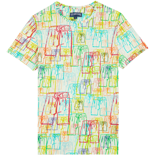Herren Andere Bedruckt - Multicolore Vilebrequin T-Shirt aus Baumwolle für Herren, Weiss Vorderansicht