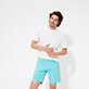 Men Others Printed - Men Cotton Bermuda Shorts Micro Ronde des Tortues, Lagoon front worn view