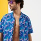 Hombre Autros Estampado - Camisa de bolos de lino y algodón con estampado Paradise Vintage para hombre, Purple blue detalles vista 2