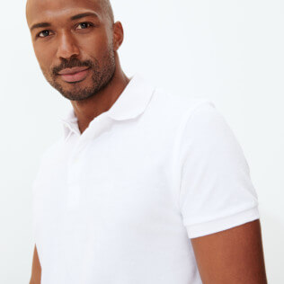 Men Others Solid - Men Terry Polo Shirt Solid, White details view 1