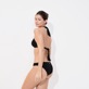 Women Classic brief Solid - Women Bikini Bottom Midi Brief Plumes Jacquard, Black details view 1