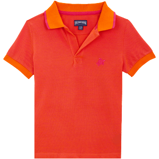 Boys Others Solid - Boys Cotton Pique Polo Shirt Solid, Apricot front view
