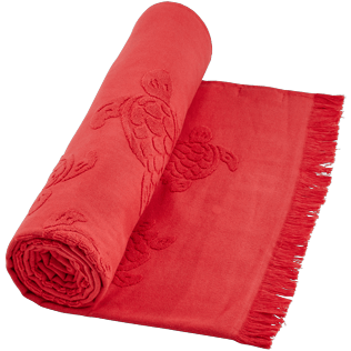 Others Solid - Fouta in terry cloth Turtles Jacquard, Red polish supp1 Others Solid - Fouta in terry cloth Turtles Jacquard, Red polish supp1