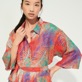Femme AUTRES Imprimé - Robe chemise saharienne femme en Lin et Coton Plumes, Goyave vue de détail 4