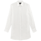 Women Long Linen Shirt Solid White front view