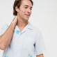 Men Others Printed - Men Bowling Shirt Linen and Cotton Snail Tie & Dye, Azure details view 5
