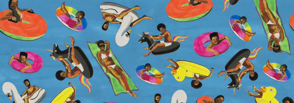 Others Printed - Tote Bag - Vilebrequin x Derrick Adams, Swimming pool print