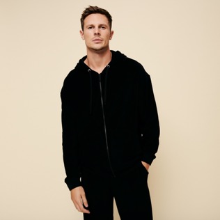 Men Others Solid - Unisex Terry Sweatshirt Solid, Black front worn view