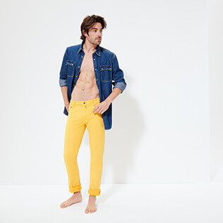 Homme AUTRES Uni - Pantalon homme 5 poches Lyocell, Curry frontworn Homme AUTRES Uni - Pantalon homme 5 poches Lyocell, Curry frontworn