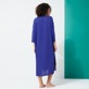 Women Others Solid - Women Linen Dress Solid, Purple blue back worn view