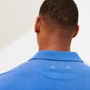 Picture of Men Others Solid - Men Tencel Polo Shirt Solid, Sea blue details view 3 Picture of Men Others Solid - Men Tencel Polo Shirt Solid, Sea blue details view 3