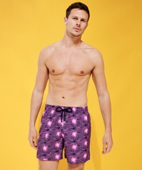Men Ultra-light classique Printed - Men Ultra-light and packable Swim Shorts Hypno Shell, Navy front worn view
