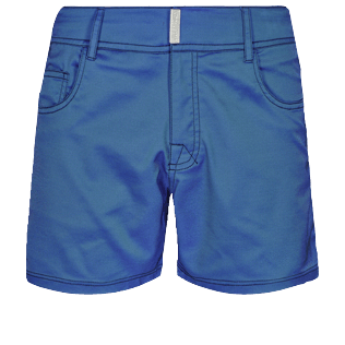 Men Flat belts Solid - Men Swim Trunks Flat Belt Solid, Sea blue front view