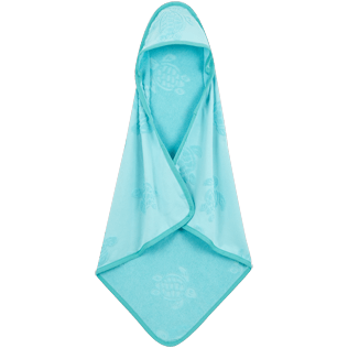 Others Solid - Baby Bathing Cape in cotton Turtle Jacquard, Acqua backworn Others Solid - Baby Bathing Cape in cotton Turtle Jacquard, Acqua backworn