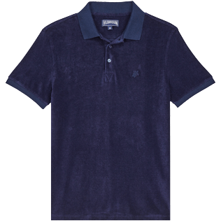 Men Others Solid - Men Terry Polo Shirt Solid, Navy front view
