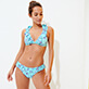 Damen Halter Bedruckt - Starfish Dance Neckholder-Bikinioberteil mit Rüschen für Damen, Lazulii blue frontworn Damen Halter Bedruckt - Starfish Dance Neckholder-Bikinioberteil mit Rüschen für Damen, Lazulii blue frontworn