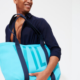 Others Printed - Large Beach Bag Vilebrequin, Azure frontworn Others Printed - Large Beach Bag Vilebrequin, Azure frontworn