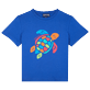 Niños Autros Estampado - Camiseta de algodón orgánico con estampado Tortue Multicolore para niño, Mar azul vista frontal
