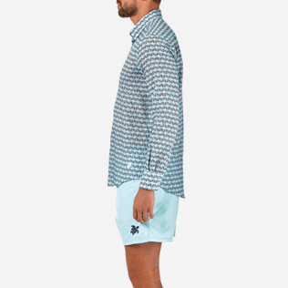 Chemises Imprimé - Chemise en voile de coton Fishes Cube, Azur supp3 Chemises Imprimé - Chemise en voile de coton Fishes Cube, Azur supp3