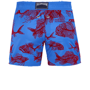 男童 Others 印制 - 男童 2018 Prehistoric Fish 超轻便携式植绒泳裤 , Sea blue 后视图