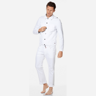 Hombre Autros Liso - Chaqueta de chándal vaquera blanca para hombre, Blanco frontworn Hombre Autros Liso - Chaqueta de chándal vaquera blanca para hombre, Blanco frontworn