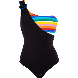 Mujer Una pieza Liso - Bañador de una sola pieza de corte asimétrico con estampado Rainbow para mujer - Vilebrequin x JCC+ - Edición limitada, Multicolores front Mujer Una pieza Liso - Bañador de una sola pieza de corte asimétrico con estampado Rainbow para mujer - Vilebrequin x JCC+ - Edición limitada, Multicolores front