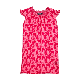 Chicas Vestido Estampado - Vestido en gasa de algodón con estampado Happy Monkeys para niña, Peony front Chicas Vestido Estampado - Vestido en gasa de algodón con estampado Happy Monkeys para niña, Peony front