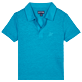 Niños Autros Liso - Polo de lino liso para niño, Azurin front Niños Autros Liso - Polo de lino liso para niño, Azurin front