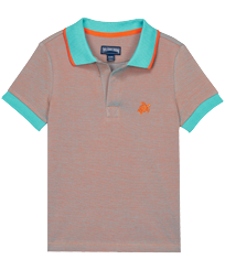 Boys Changing Cotton Pique Polo Shirt Solid Guava front view