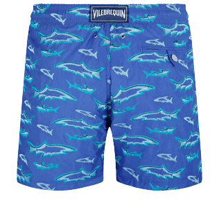 Requins 3D Badeshorts mit Stickerei für Herren – Limitierte Serie Purple blue Rückansicht