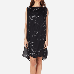 Women Others Printed - Women Cowl neck Silk Voile Dress Fish Dance, Black supp1 Women Others Printed - Women Cowl neck Silk Voile Dress Fish Dance, Black supp1