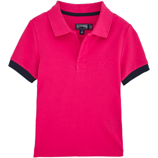 Boys Others Solid - Boys Cotton Pique Polo shirt Solid, Shocking pink front Boys Others Solid - Boys Cotton Pique Polo shirt Solid, Shocking pink front