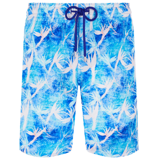 Men Classic Printed - Men Swim Trunks Long Ultra-light and packable Paradise Vintage, Purple blue front view