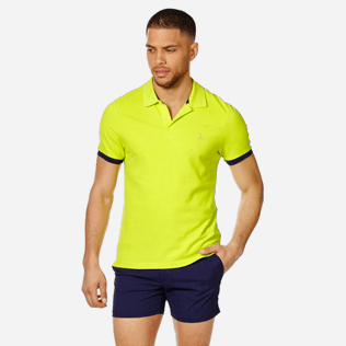 Uomo Altri Unita - Polo uomo in cotone a tinta unita, Verde brillante frontworn Uomo Altri Unita - Polo uomo in cotone a tinta unita, Verde brillante frontworn