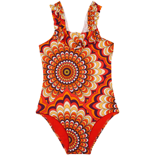 Girls Others Printed - Girls One-piece swimsuit 1975 Rosaces, Apricot front view